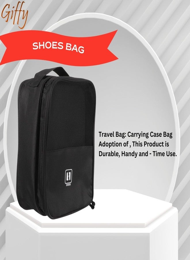 Giffy Shoe Organiser Polyester Bag Waterproof Footwear Pouch, 3 in 1 Portable Storage with Double Side Zipper Easy to Carry for Traveling Men Women Black - Image 3